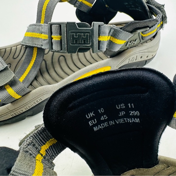 Helly Hansen The Huk Sandals Criss Cross Nylon Hook Loop Adjustable Black Yellow - Picture 6 of 10